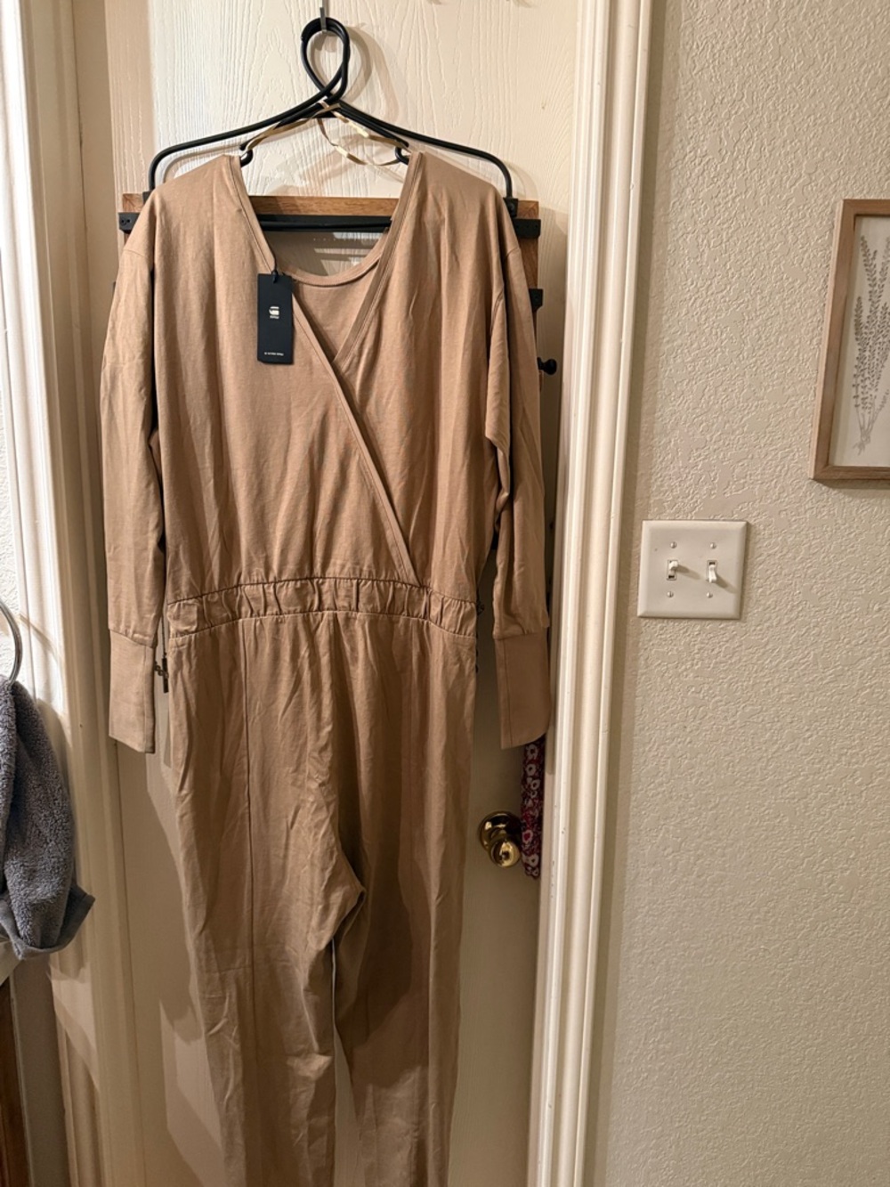 G-Star Bohdana Long Sleeve Jumpsuit in Safari Tan